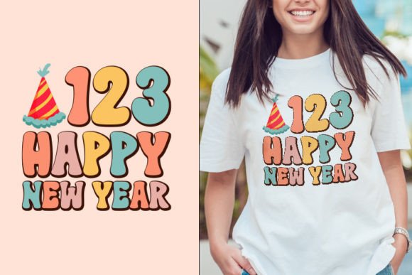 123 Happy New Year Retro SVG Design for Crafts and Graphics