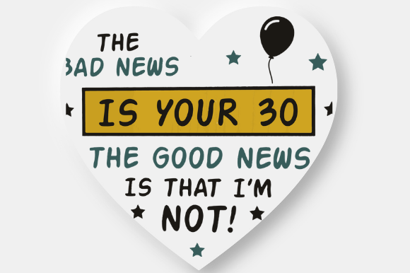 30TH BIRTHDAY HEART Graphic Design for Crafts and Marketing