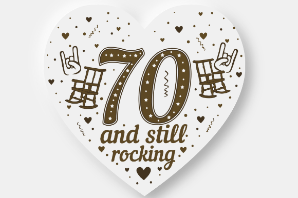 HEART FUNNY 70TH Graphic Design for Crafts